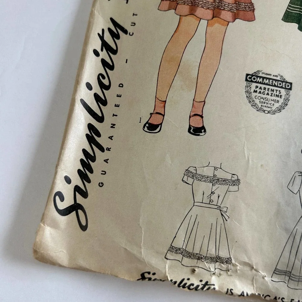 Simplicity Primer Vintage 1940's Pattern #3797 Young Girls‎ Dress Size 12 HTF